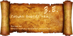 Zatyko Boglárka névjegykártya